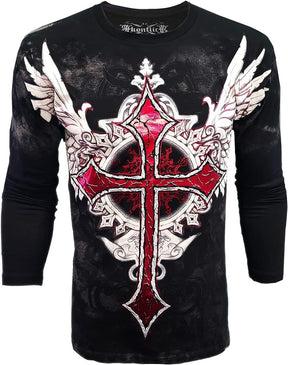 Red Cross with Wing Graphic Men's Long Sleeve