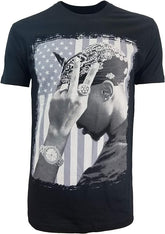 Royalty 2 Pac with American Flag Graphic Design Unisex Tee