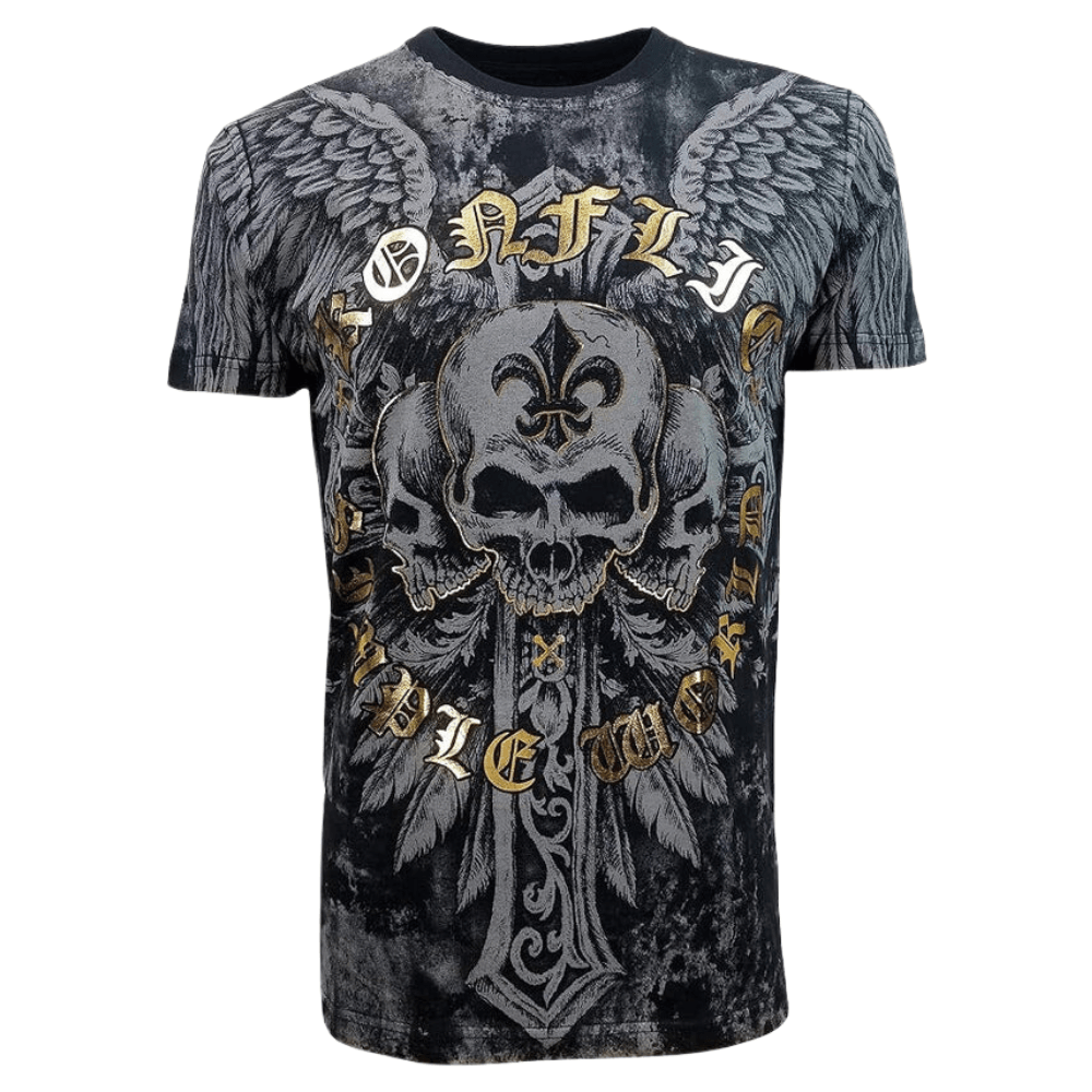 Konflic Reaper Skull Cross MMA Style Graphic T-Shirt