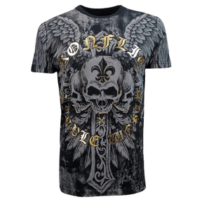 Konflic Reaper Skull Cross MMA Style Graphic T-Shirt - Konflic USA