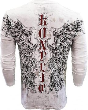 Red Cross with Wing Graphic Men's Long Sleeve - Konflic USA