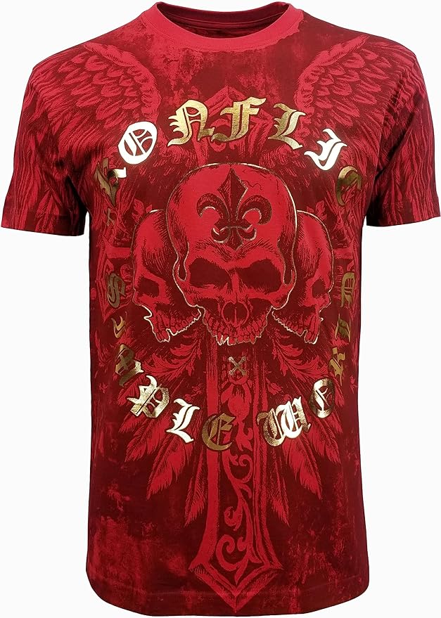 Konflic Reaper Skull Cross MMA Style Graphic T-Shirt